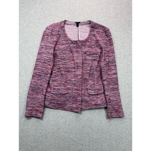 J.Crew Jacket Womens Small‎ Pink Micro Tweed Sweater Full Zip Outdoor Casual